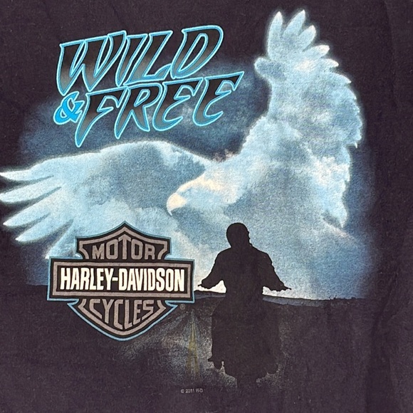 Harley-Davidson Other - Harley Davidson Navy Blue Wild & Free T Shirt Triple S Morgantown, WV Large Tee